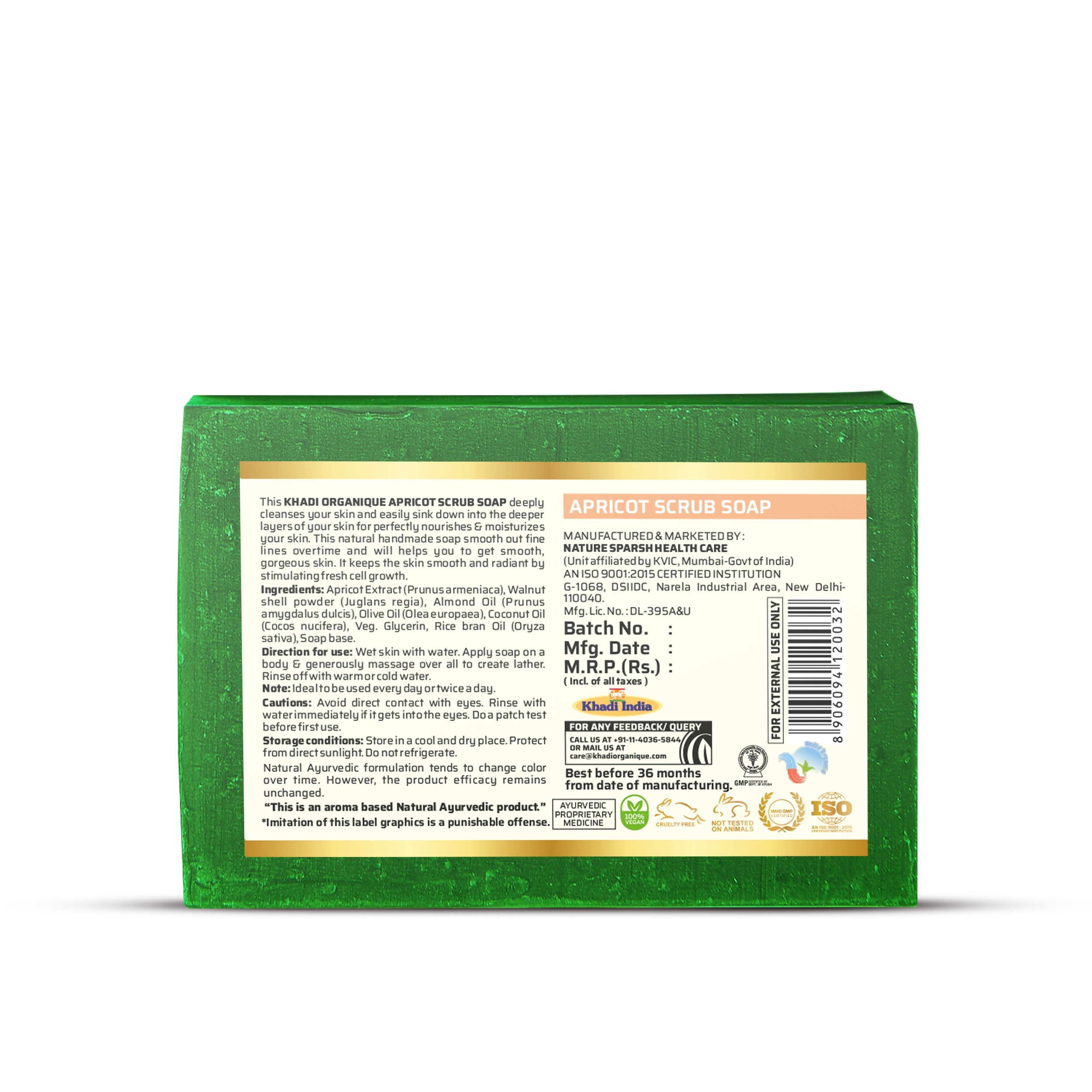 Apricot Scrub Soap - Glycerin-based, 125 Gm | All Skin Types, Herbal Benefits, Lush Fragrance, Exfoliating Properties, Moisturizing Touch