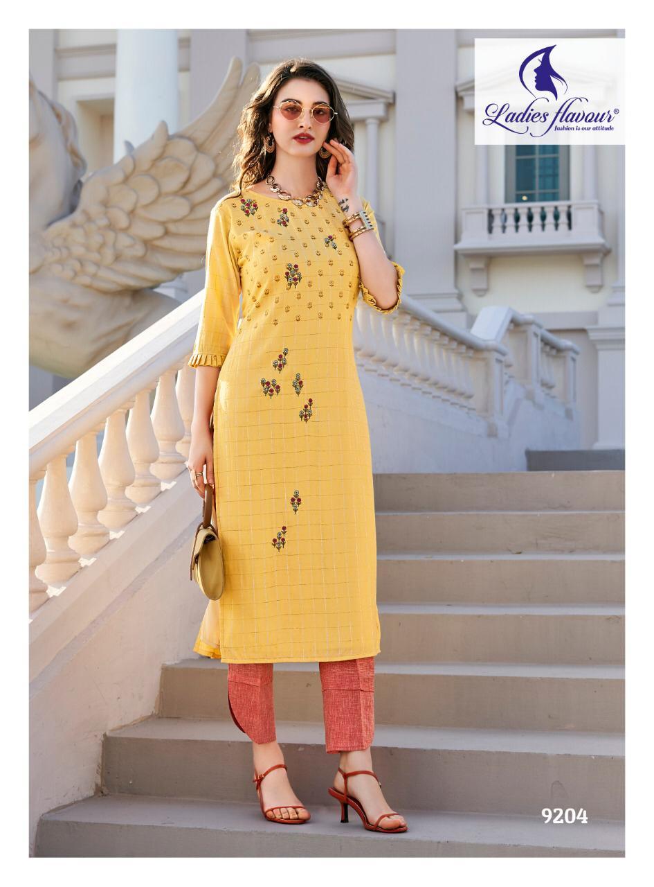 Ladies Flavour Kurti - Rayon Lurex With Foil Print, Handwork & Embroidery | Washable, Sizes L(40) To 3xl(46), Suitable For All Seasons
