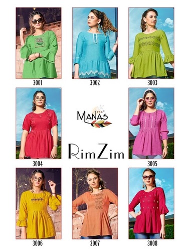 Manasv Ladies Kurti By Rim Zim - Milanz Viscous Reyon Fabric, Sizes M(38)-xxl(44), Embroidered Design, Length: 28 Inches, Washable For All Seasons
