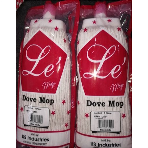 Cotton Mop - Cotton & Plastic Blend | Ideal For Floor Cleaning In Households And Offices, Crisp White Design