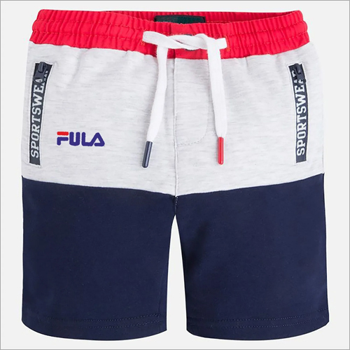 Mens Beach Shorts - Cotton , Various Sizes Available, Blue-White-Red Patterned Print, Stretchable Elastic Waist with Side Pockets