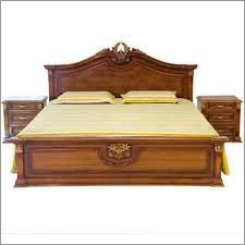 Wooden Double Bed - Solid Wood, Polished Finish | Durable, Eco-Friendly Indoor Home Furniture