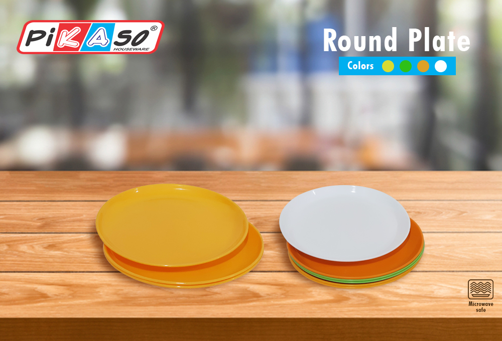 Printed Square Full Plate (6 Pc Set) - Polypropylene Material, 11 Inch Size, White (Printed) Color | Injection Molding, Soft Hardness, Square Shape