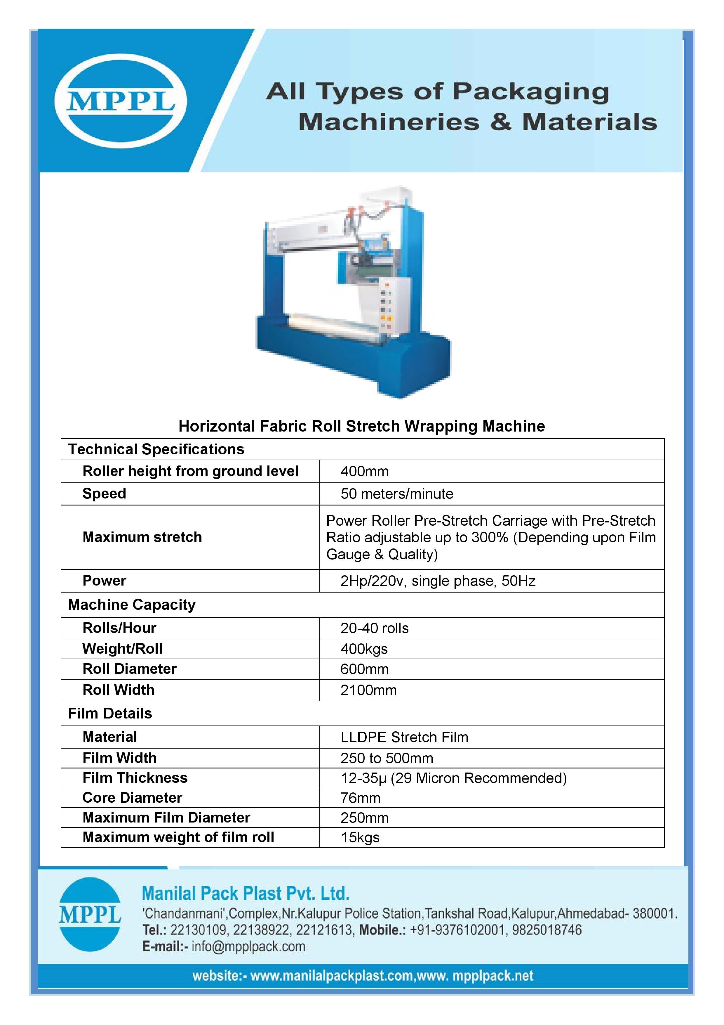 Horizontal Fabric Roll Stretch Wrapping Machine - Automatic Grade: Automatic