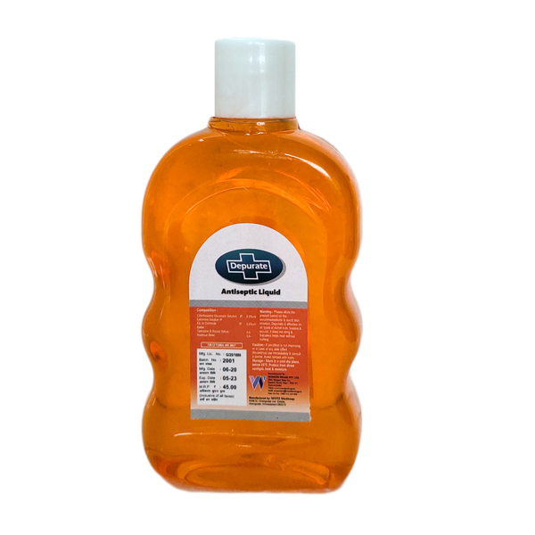 Depurate Antiseptic Liquid - 100 Ml, Dark Yellow, Multi-purpose Disinfectant For Minor Cuts, Scratches, And Wounds