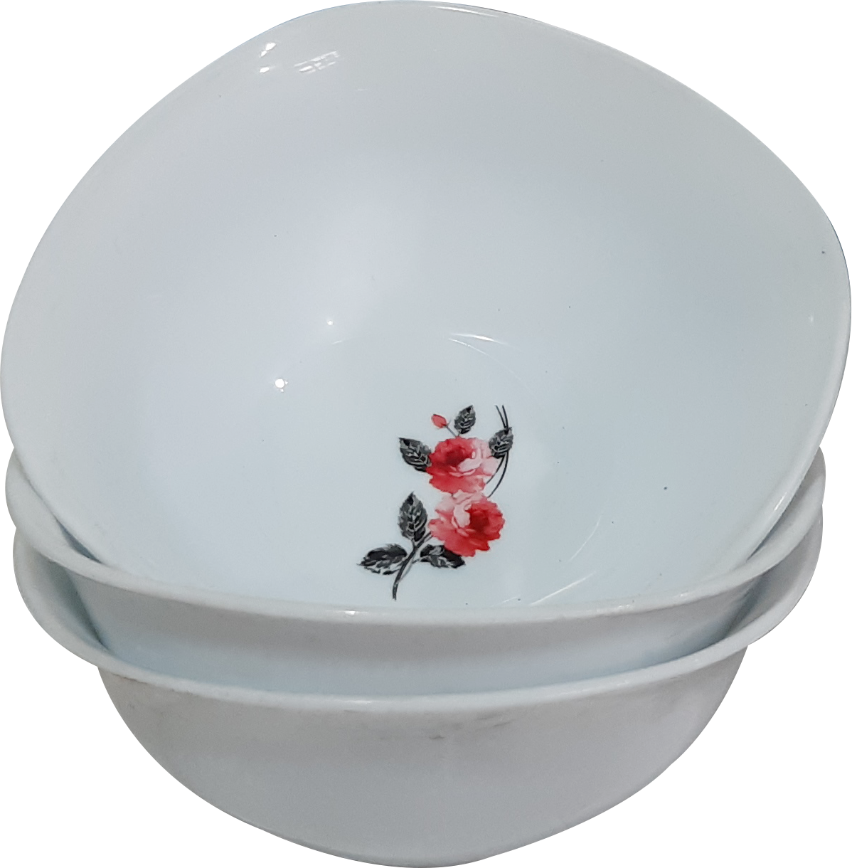 Bowl Square (6 Pc Set) - Polypropylene, 127 X 55.88 X 50.8 Mm , White-orange-yellow-green, Microwave Safe, Soft Texture
