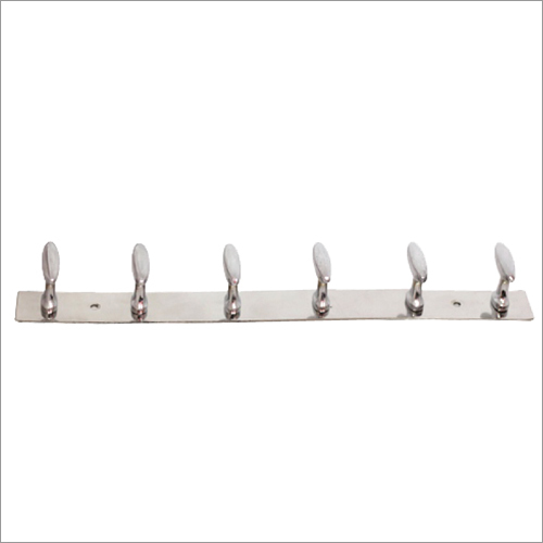 Cloths Hanger - Stainless Steel, 12 Inches Silver Finish | 6 Hooks, Wall Mount Design, Lightweight 0.5 kg