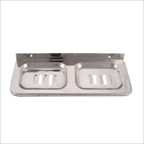 Double Soap Dish - Stainless Steel, 10.5 x 4.5 x 1.5 Inches , Wall Mounted Design with 2 Compartments and Drainage Holes