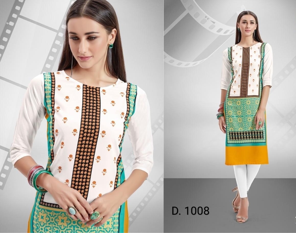 American Crepe Kurti - Digital Printed, Sizes S.xs, M, L, Xl, Xxl, Xxxl | Anti-wrinkle, Breathable, Quick Dry, Multi-season Wear, 3/4 Sleeve Style
