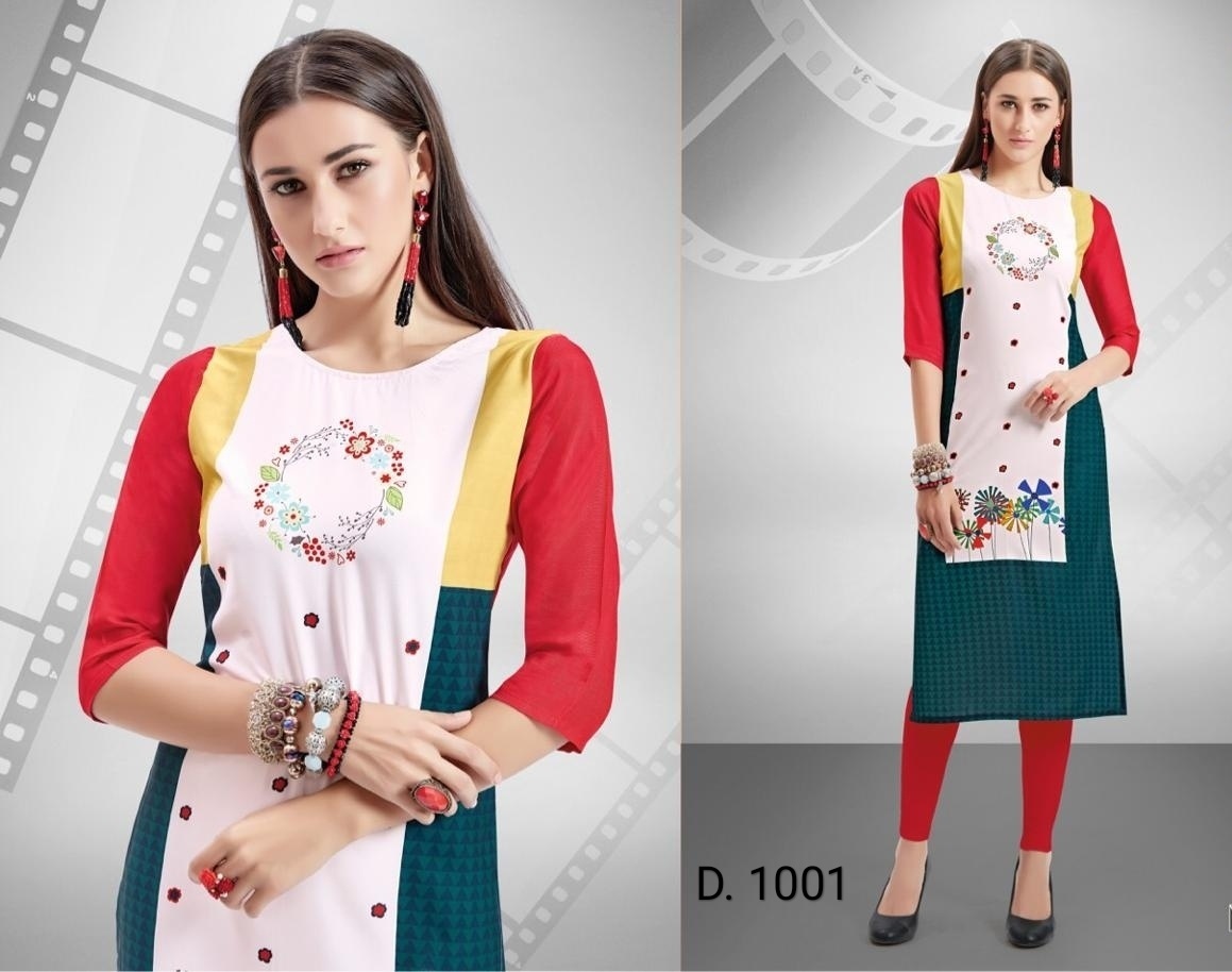 American Crepe Kurti - Digital Printed, Sizes S.xs, M, L, Xl, Xxl, Xxxl | Anti-wrinkle, Breathable, Quick Dry, Multi-season Wear, 3/4 Sleeve Style
