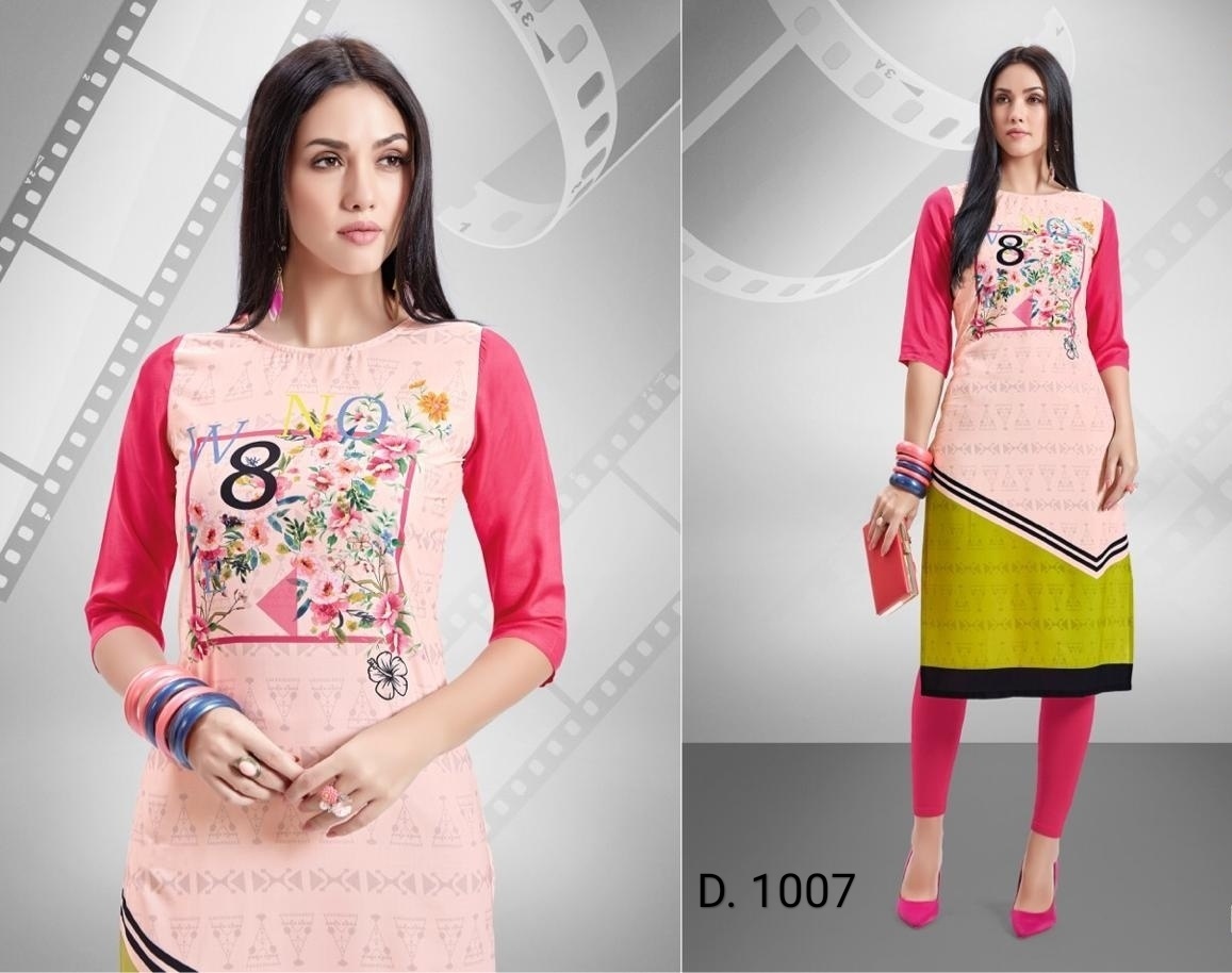 American Crepe Kurti - Digital Printed, Sizes S.xs, M, L, Xl, Xxl, Xxxl | Anti-wrinkle, Breathable, Quick Dry, Multi-season Wear, 3/4 Sleeve Style
