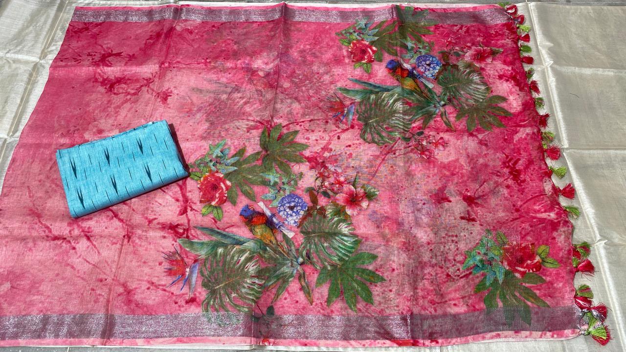 Pure Cotton Ikkat Top 2.5 Mtrs With Linen Digital Printed Long Dupatta - Cotton, 2.5 Mtrs, All Season Wear, Elegant Design For Versatile Style