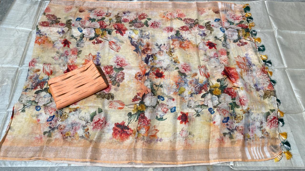 Pure Cotton Ikkat Top 2.5 Mtrs With Linen Digital Printed Long Dupatta - Cotton, 2.5 Mtrs, All Season Wear, Elegant Design For Versatile Style