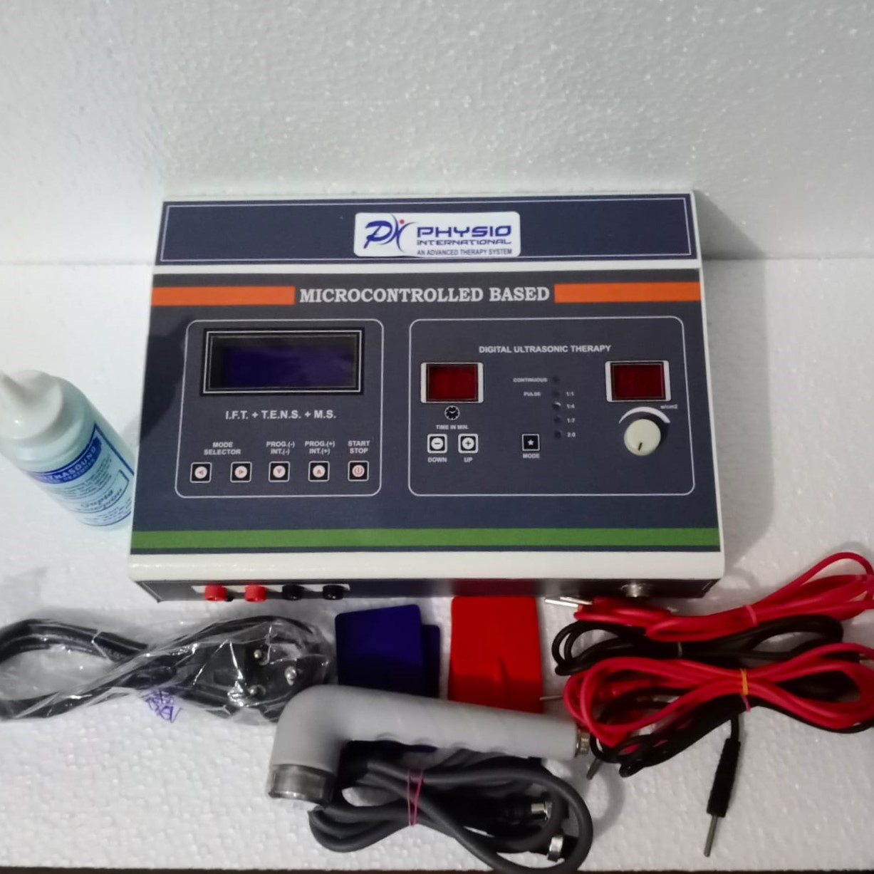 4 In One Electrotherapy Machine - Iron Build, Microcomputer-controlled Lcd | Programmable Interferential Therapy, Muscle Stimulator, Tens & Ultrasonic Treatment