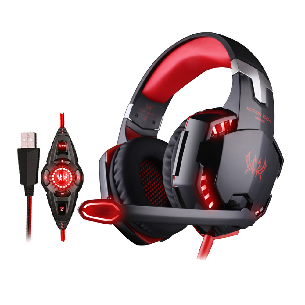 G2200 Usb 7.1 Surround Sound Vibration Gaming Headset - Plastic And Metal, 20.5x11.5x23.2cm | High Precision 50mm Driver, Led Lighting, Braided Wire, Comfortable Over-ear Design