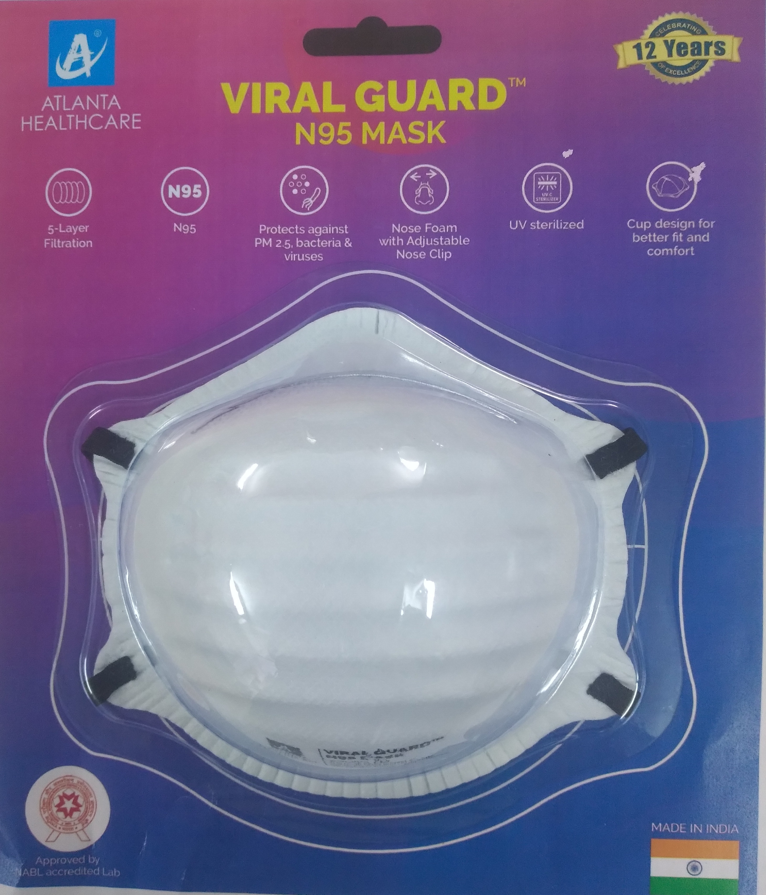 Viral Guard N95 Face Mask Length: Cup Shape Inch (In)