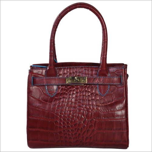 Ladies Burgundy Leather Handbags Design: Plain