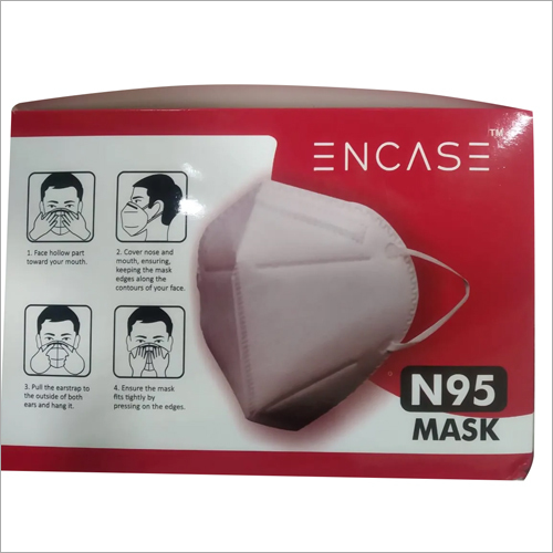 Covid N95 Face Mask - Non-Woven + Meltblown Fabric, 95x120 mm, White & Grey | 5 Layers, Bacterial Filtration Efficiency >95%, Elastic Sealing, Disposable