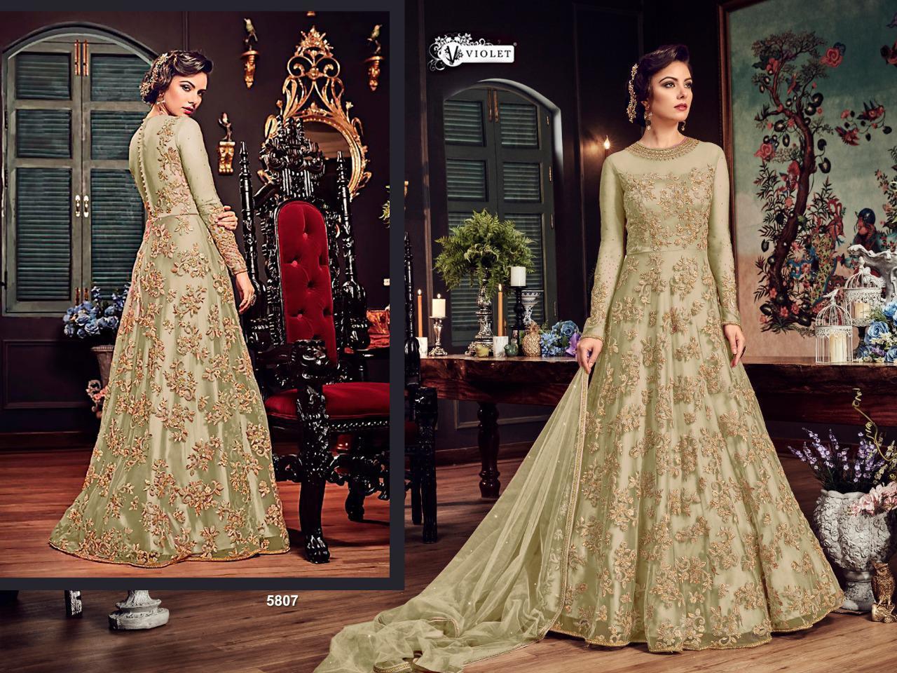 Maisha Collection - Heavy Net Embroidered Semi-stitched Ethnic Wear, Max Size 44, 3.20 Mtr Flair, Full Sleeve Design, Multi-season Comfort Features