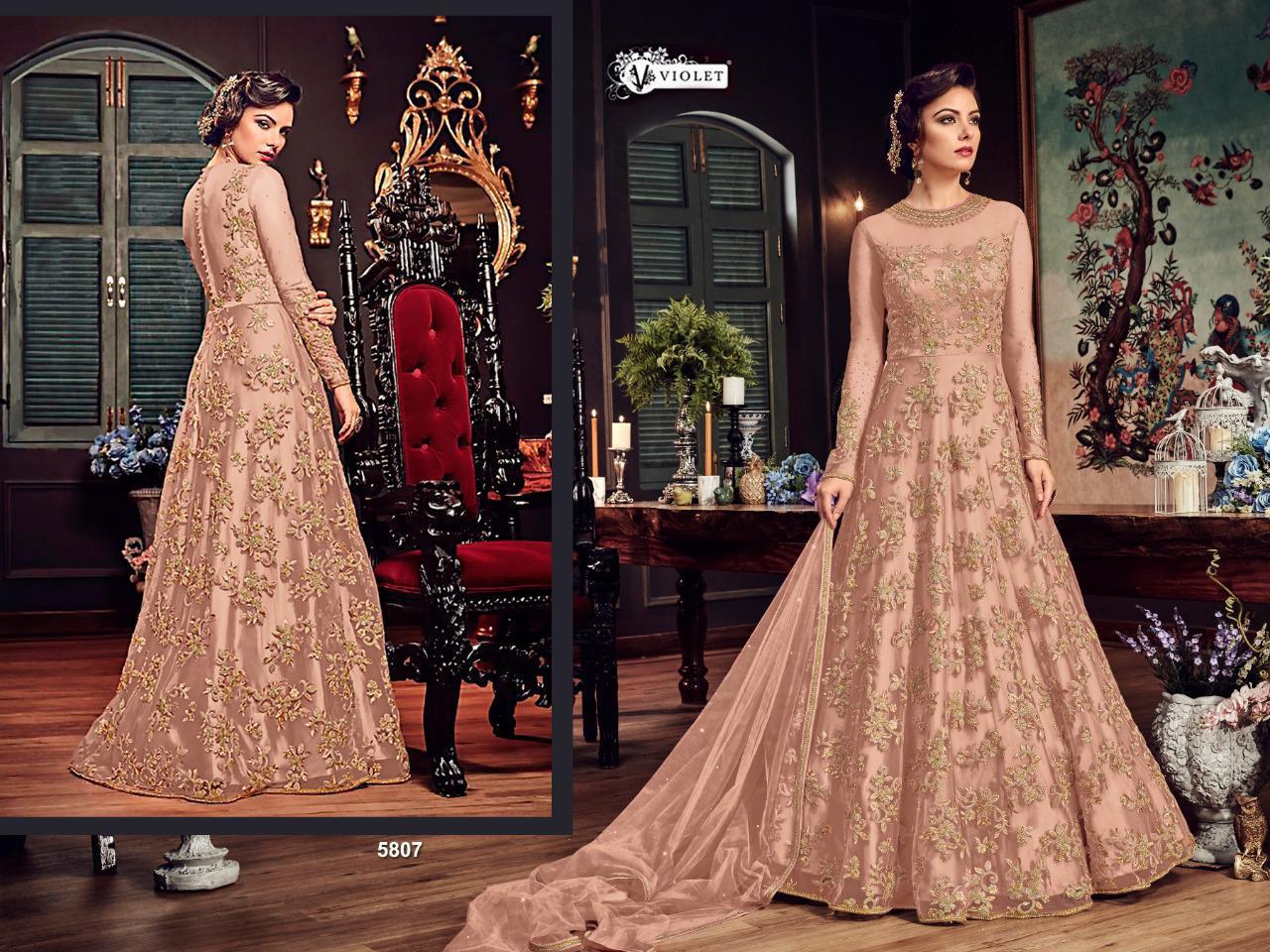 Maisha Collection - Heavy Net Embroidered Semi-stitched Ethnic Wear, Max Size 44, 3.20 Mtr Flair, Full Sleeve Design, Multi-season Comfort Features