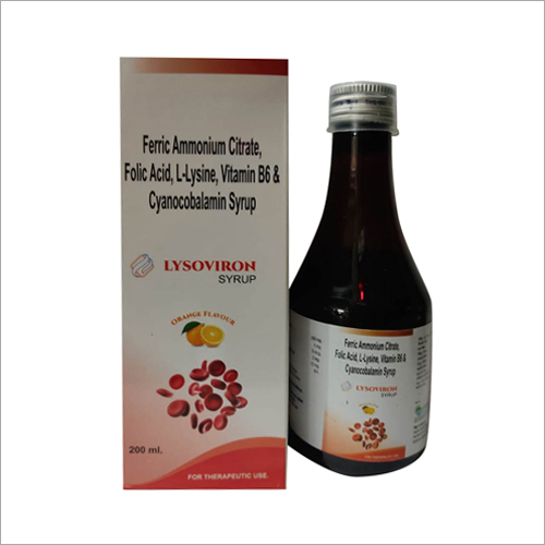 फेरिक अमोनियम साइट्रेट, फोलिक एसिड, एल-लाइसिन, विटामिन B6 और सायनोकोबालामिन सिरप 200 मिलीलीटर सामान्य दवाएं