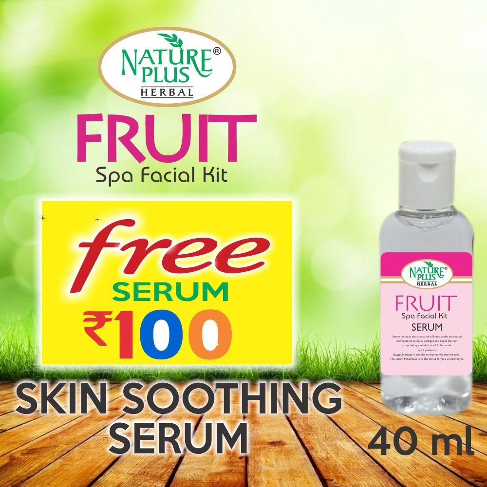 Nature Plus Herbal Fruit Spa Facial Kit - 370gm, With Free Skin Soothing Serum 40ml | 6-in-1 Solution For Hydration, Exfoliation, And Anti-aging Benefits