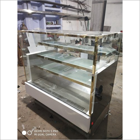 Sweet Display Counter - Stainless Steel, 4ft x 2ft x 3ft | Tempered Glass, 3 Adjustable Shelves, LED Lighting, 1 Year Warranty