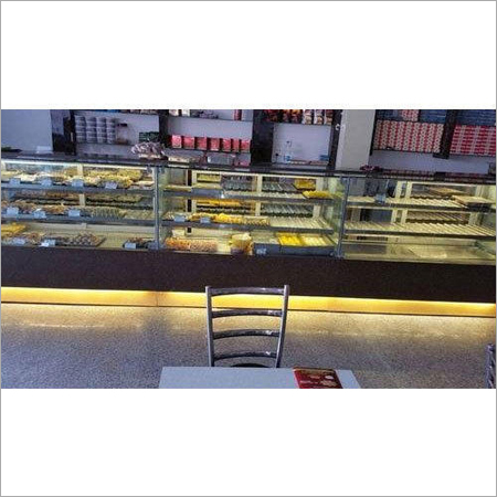 SS Sweet Display Counter - Stainless Steel, Customizable Dimensions | Tempered Glass, Adjustable Shelves, LED Lighting, 1 Year Warranty