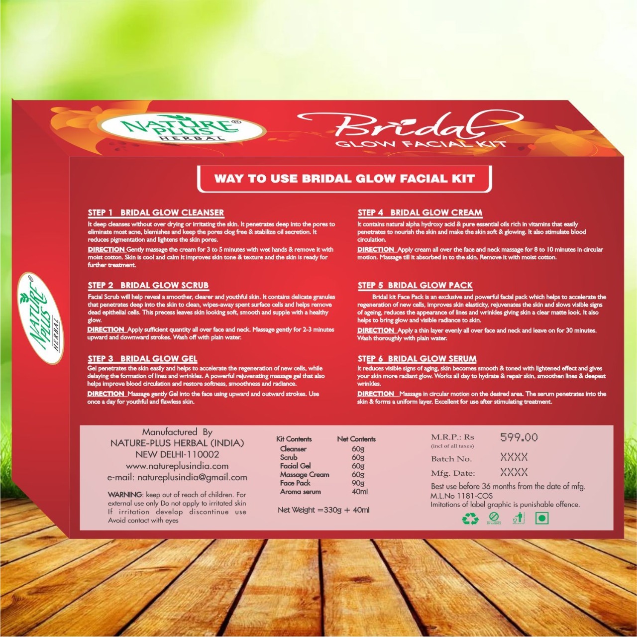 Nature Plus Herbal Bridal Glow Facial Kit 370gm Recommended For: All