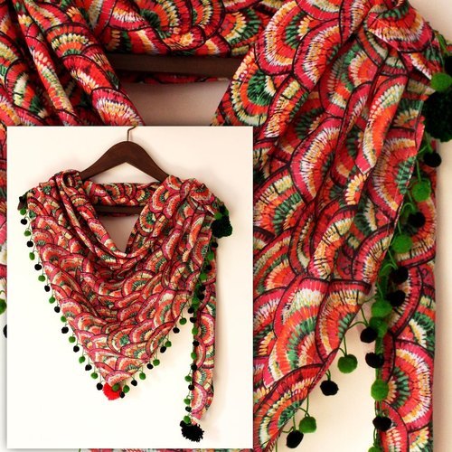 क्रेप डिजिटल प्रिंटेड स्कार्फ फैब्रिक