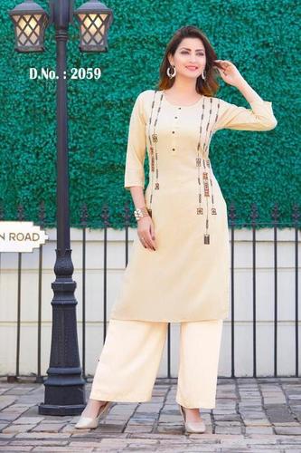 Ladies Designer Kurti - Rayon Fabric, Size M to XXL, 3/4th Sleeve, Washable | Ideal for All Seasons: Rainy, Spring, Summer, Winter