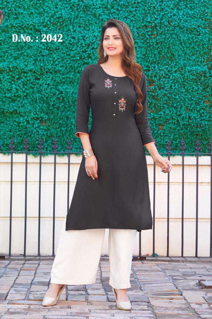 Ladies Designer Kurti - Rayon Fabric, Size M To Xxl, 3/4th Sleeve, Washable | Ideal For All Seasons: Rainy, Spring, Summer, Winter