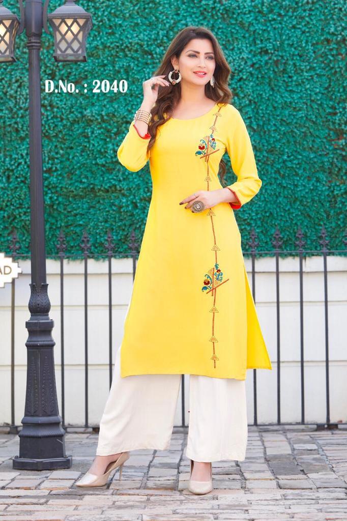 Ladies Designer Kurti - Rayon Fabric, Size M To Xxl, 3/4th Sleeve, Washable | Ideal For All Seasons: Rainy, Spring, Summer, Winter