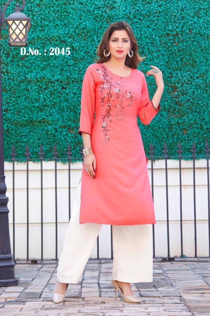 Ladies Designer Kurti - Rayon Fabric, Size M To Xxl, 3/4th Sleeve, Washable | Ideal For All Seasons: Rainy, Spring, Summer, Winter