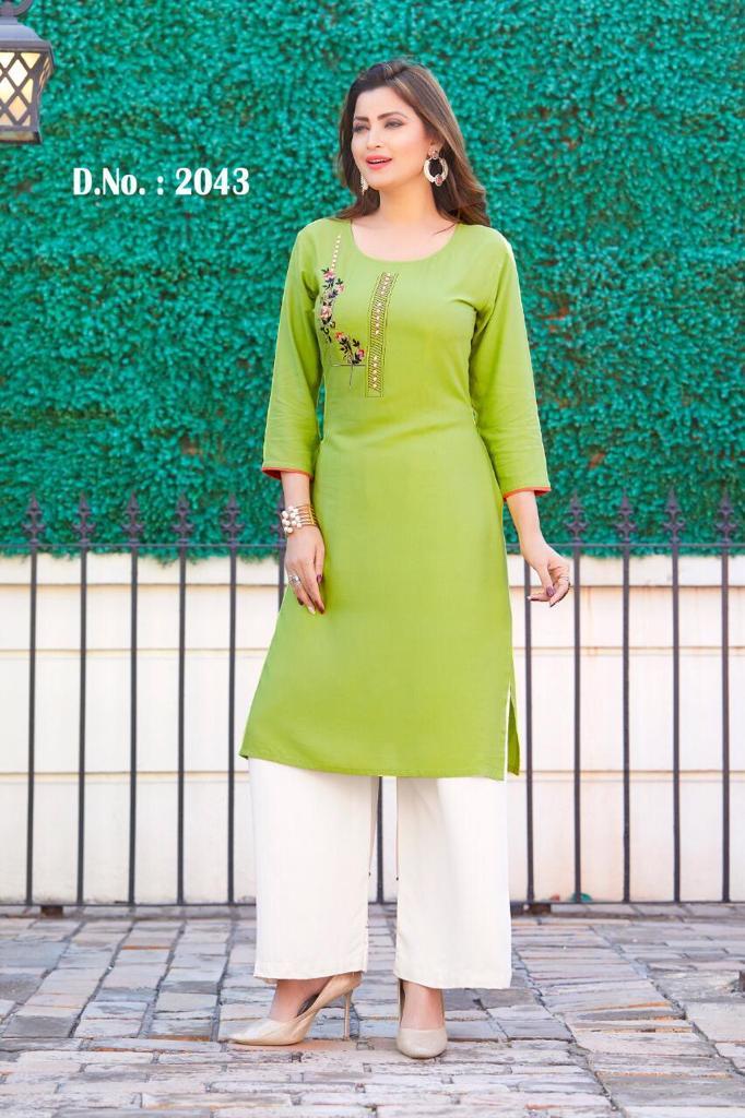Ladies Designer Kurti - Rayon Fabric, Size M To Xxl, 3/4th Sleeve, Washable | Ideal For All Seasons: Rainy, Spring, Summer, Winter