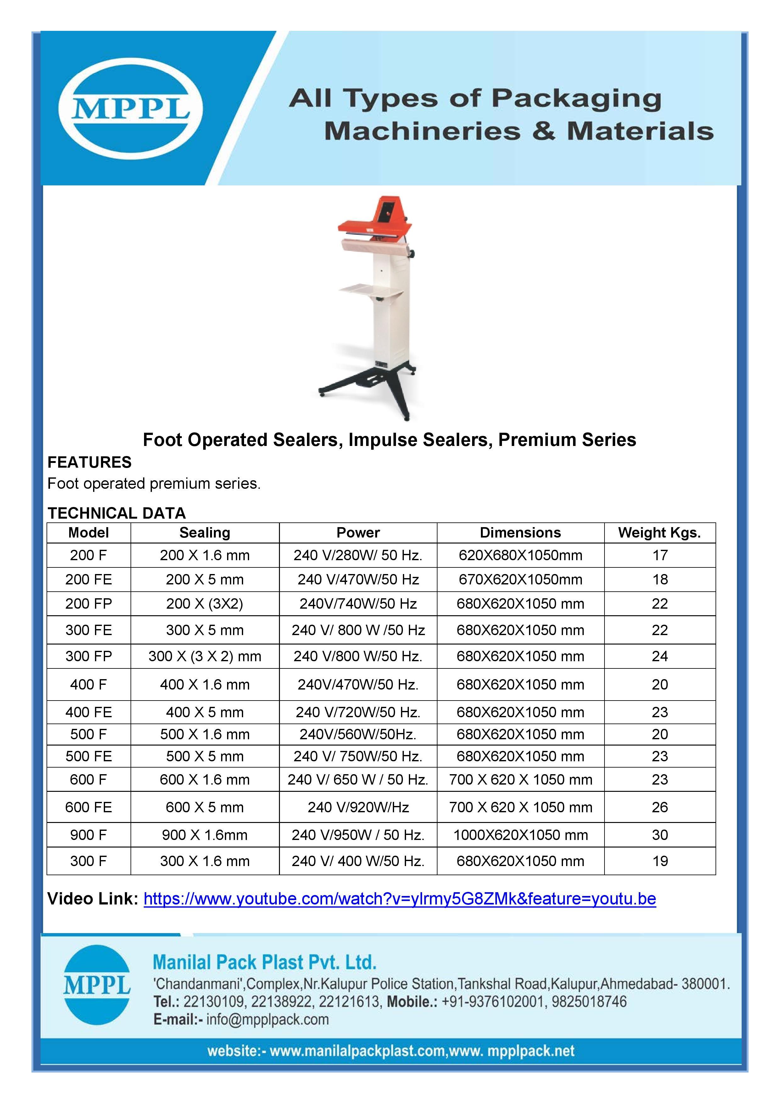 Foot Operated Sealers Premium Series