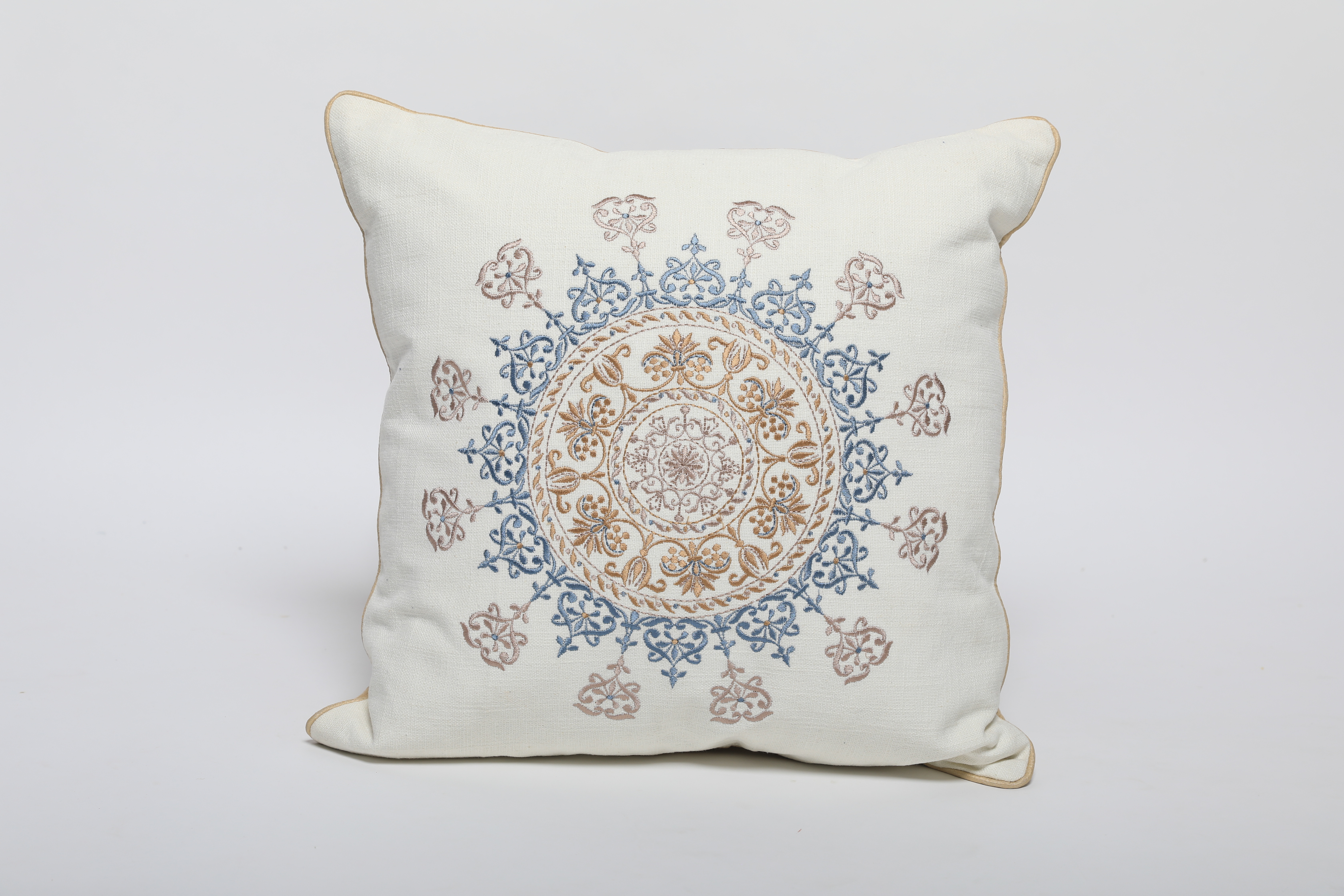 Decorative Pillow - Cotton Blend, 16x16 Inches, Beige | Elegant Design For Home Dã©cor, Provides Comfortable Back Support, Zipper Closure