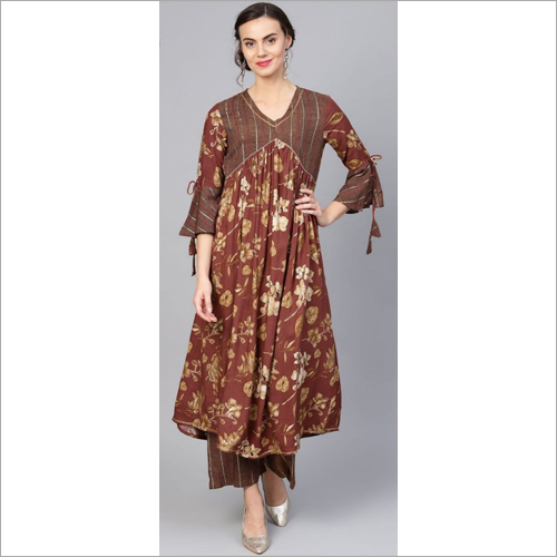 Washable Ladies Designer Angrakha Kurtis With Palazzo
