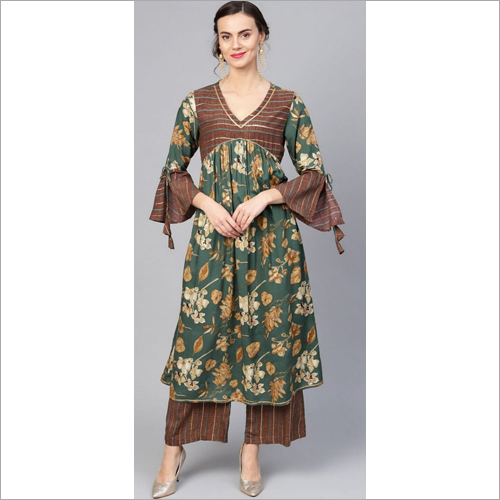 Washable Ladies Umbrella Sleeves Kurtis With Palazzo