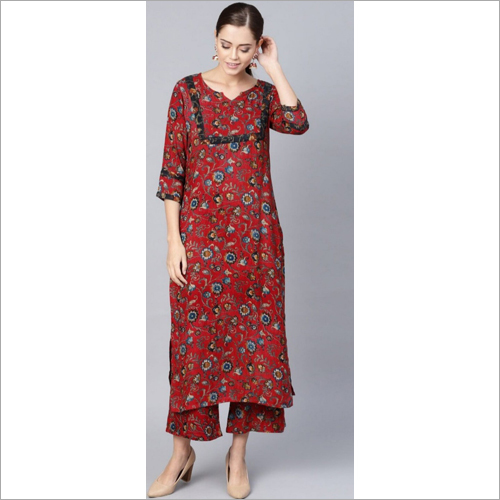 Washable Ladies Printed Rayon Kurtis With Palazzo