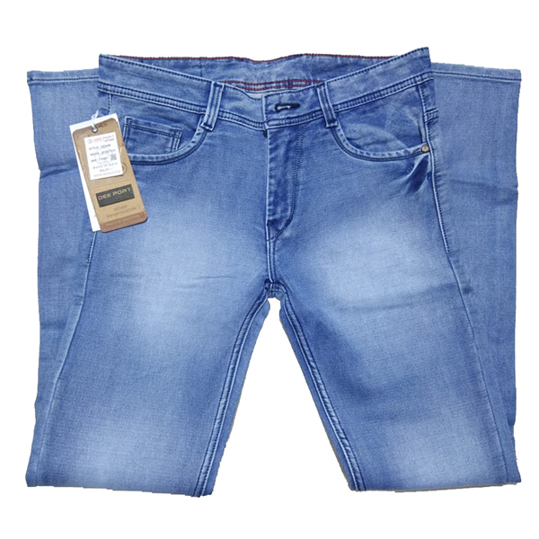 Light Blue Jeans - Cotton Blend, Multiple Sizes, Light Gray | Slim Fit, Adjustable Waistband, Multiple Pockets
