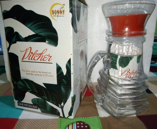 Glass Jug - 1.5 Liters, 10x12x15 Inches | Clear Glass, Curved Handle, Flip Top Lid, Fine Quality Finishing