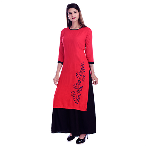 Round Neck Fancy Kurti With Palazzo