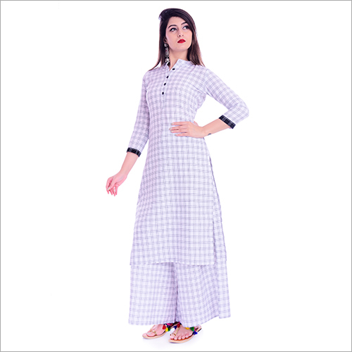 Fancy White Kurti With Palazzo