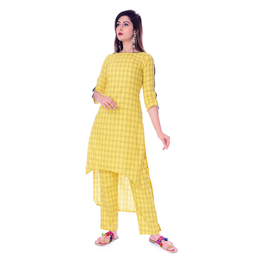 Cotton Check Kurti With Pant