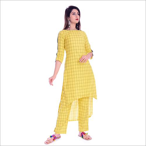 Cotton Check Kurti With Pant