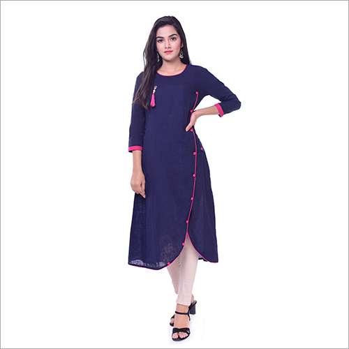 Round Neck Kurti - Cotton Fabric | Elegant Summer Style, Comfortable Fit, Breathable Material, Perfect For Warm Weather