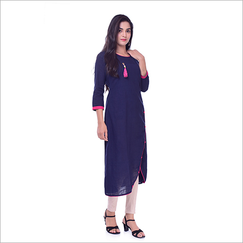 Round Neck Kurti - Cotton Fabric | Elegant Summer Style, Comfortable Fit, Breathable Material, Perfect For Warm Weather