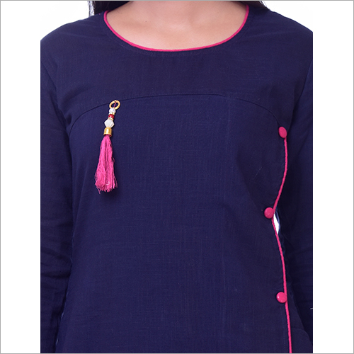 Round Neck Kurti - Cotton Fabric | Elegant Summer Style, Comfortable Fit, Breathable Material, Perfect For Warm Weather