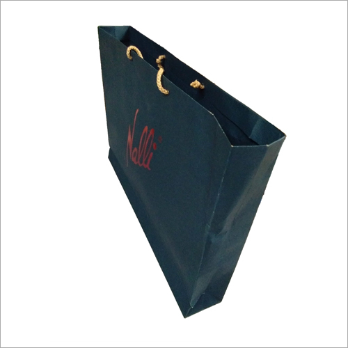 Paper Shopping Bags - 12x16x5 Inches | Blue Twisted Paper Handles 100gsm Glossy Offset Printing